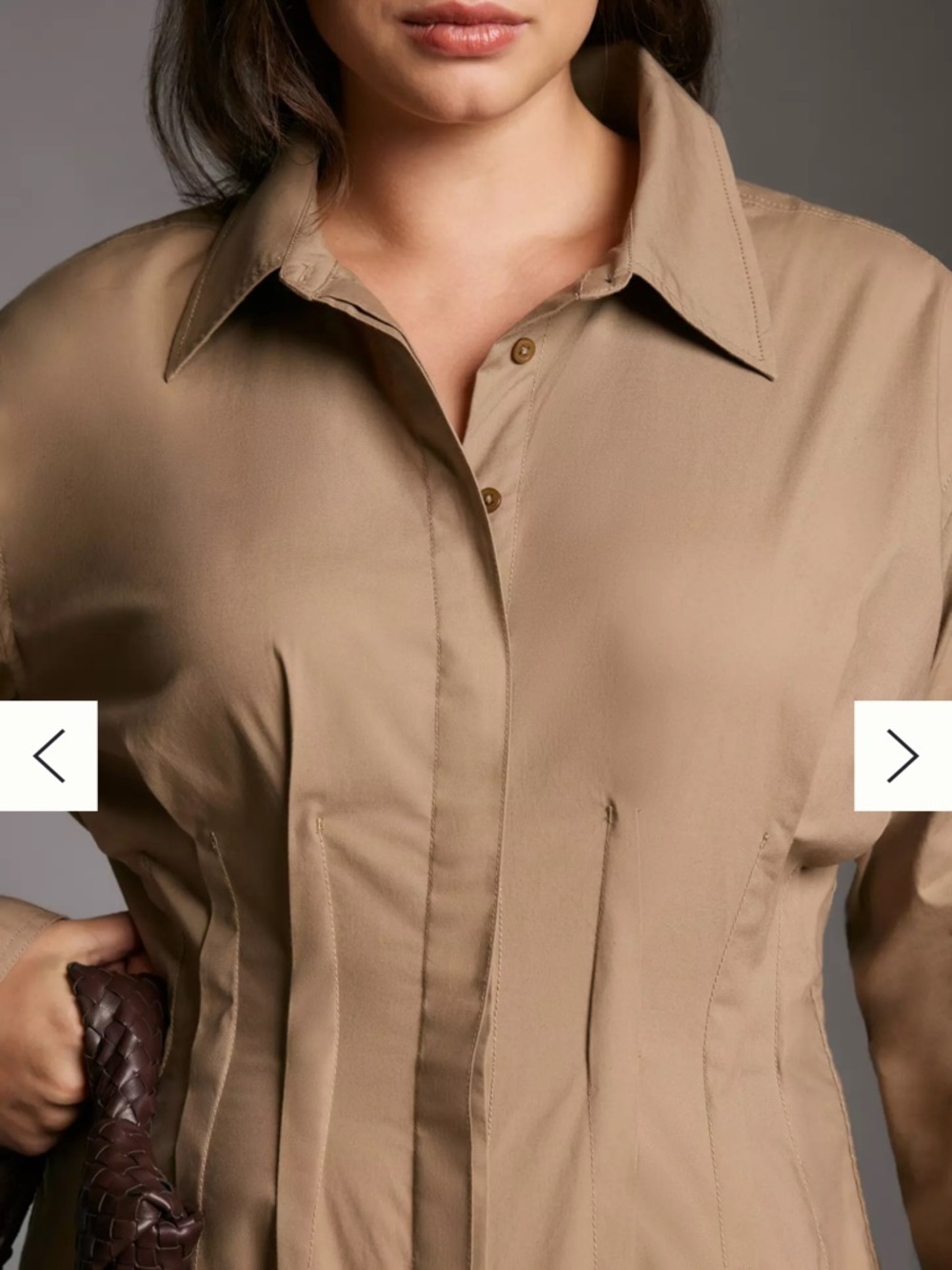 Pilcro‎ Pintuck Tan Mini Shirt Dress - Picture 4 of 14